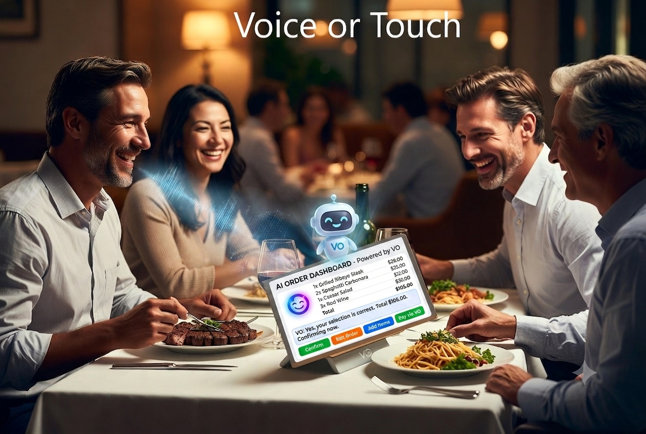 VO AI-Powered Voice Ordering in premium restaurant setting